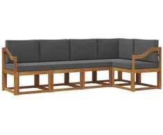 Lauko sofos komplektas su pagalve 5 pcs Natūralus ir antracitas