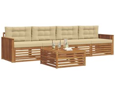 Lauko sofos komplektas su pagalve 5 pcs Natūralus ir bežinis