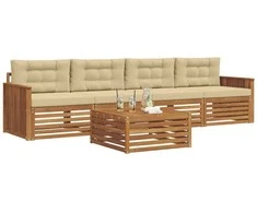 Lauko sofos komplektas su pagalve 5 pcs Natūralus ir bežinis