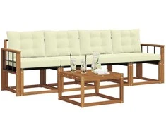 Lauko sofos komplektas su pagalve 5 pcs Natūralus ir grietinėlė