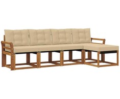 Lauko sofos komplektas su pagalve 5 pcs Natūralus ir bežinis