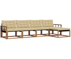 Lauko sofos komplektas su pagalve 5 pcs Natūralus ir bežinis