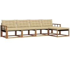 Lauko sofos komplektas su pagalve 5 pcs Natūralus ir bežinis