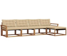Lauko sofos komplektas su pagalve 5 pcs Natūralus ir bežinis