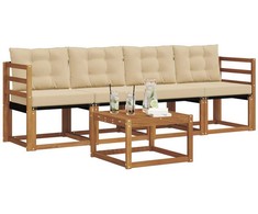 Lauko sofos komplektas su pagalve 5 pcs Natūralus ir bežinis