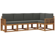 Sofa Lauko sofos komplektas su pagalve 5 pcs Natūralus ir antracitas