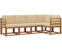 Sofa Lauko sofos komplektas su pagalve 5 pcs Natūralus ir bežinis