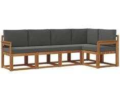 Sofa Lauko sofos komplektas su pagalve 5 pcs Natūralus ir antracitas