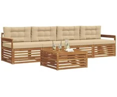 Lauko sofos komplektas su pagalve 5 pcs Natūralus ir bežinis