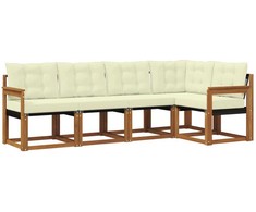 Lauko sofos komplektas su pagalve 5 pcs Natūralus ir grietinėlė