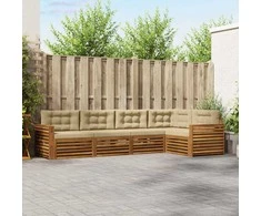 Lauko sofos komplektas su pagalve 5 pcs Natūralus ir bežinis