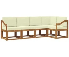 Lauko sofos komplektas su pagalve 5 pcs Natūralus ir grietinėlė