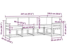 Sofa Lauko sofos komplektas 5 vnt. Natūralus ir antracitas