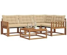Lauko sofos komplektas su pagalve 5 pcs Natūralus ir bežinis