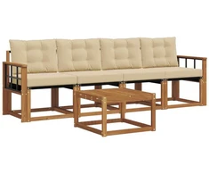 Lauko sofos komplektas 5 vnt. Natūralus ir bežinis