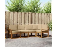 Sofa Lauko sofos komplektas su pagalve 5 pcs Natūralus ir bežinis