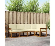 Sofa Lauko sofos komplektas su pagalve 5 pcs Natūralus ir grietinėlė