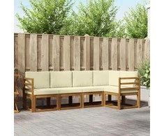 Sofa Lauko sofos komplektas su pagalve 5 pcs Natūralus ir grietinėlė