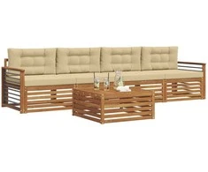 Lauko sofos komplektas su pagalve 5 pcs Natūralus ir bežinis