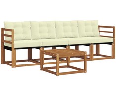 Lauko sofos komplektas su pagalve 5 pcs Natūralus ir grietinėlė