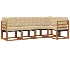 Lauko sofos komplektas su pagalve 5 pcs Natūralus ir bežinis