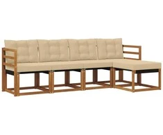Lauko sofos komplektas su pagalve 5 pcs Natūralus ir bežinis