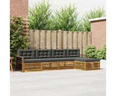 Lauko sofos komplektas su pagalve 5 pcs Natūralus ir antracitas