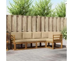 Sofa Lauko sofos komplektas su pagalve 5 pcs Natūralus ir bežinis