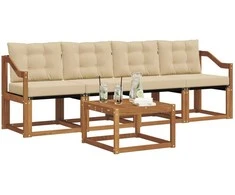 Lauko sofos komplektas su pagalve 5 pcs Natūralus ir bežinis