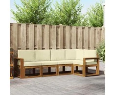 Sofa Lauko sofos komplektas su pagalve 5 pcs Natūralus ir grietinėlė