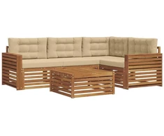 Lauko sofos komplektas 5 vnt. 4 vietos Natūralus ir bežinis