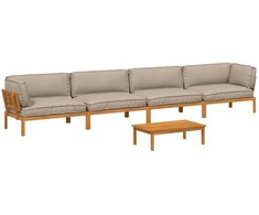 Lauko baldų komplektas Sofos komplektas su pagalve 5 pcs Taupe Kietos akacijos mediena