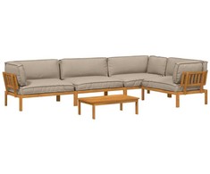 Lauko baldų komplektas Sofos komplektas su pagalve 5 pcs Taupe Kietos akacijos mediena