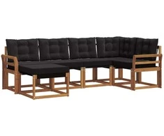 Lauko sofos komplektas su pagalve 6 pcs Natūrali ir juoda