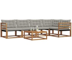 Lauko sofos komplektas 6 pcs Natūrali ir šviesiai pilka