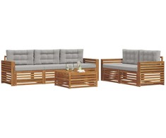 Lauko sofos komplektas 6 pcs Natūrali ir šviesiai pilka