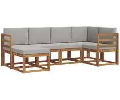 Sofa Lauko sofos komplektas 6 pcs Natūrali ir šviesiai pilka