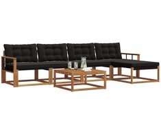 Lauko sofos komplektas su pagalve 6 pcs Natūrali ir juoda