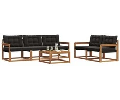 Lauko sofos komplektas su pagalve 6 pcs Natūrali ir juoda