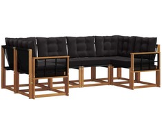 Lauko sofos komplektas su pagalve 6 pcs Natūrali ir juoda