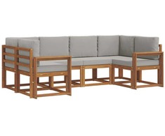 Lauko sofos komplektas 6 pcs Natūrali ir šviesiai pilka