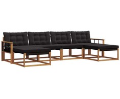 Lauko sofos komplektas su pagalve 6 pcs Natūrali ir juoda