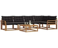 Lauko sofos komplektas su pagalve 6 pcs Natūrali ir juoda