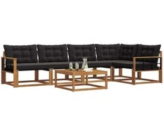 Lauko sofos komplektas su pagalve 6 pcs Natūrali ir juoda