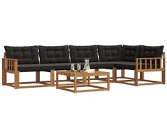 Lauko sofos komplektas su pagalve 6 pcs Natūrali ir juoda