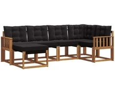Lauko sofos komplektas su pagalve 6 pcs Natūrali ir juoda