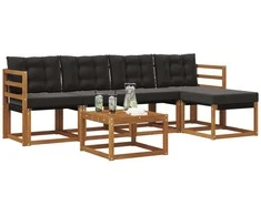 Lauko sofos komplektas su pagalve 6 pcs Natūrali ir juoda