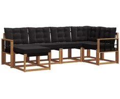 Lauko sofos komplektas su pagalve 6 pcs Natūrali ir juoda