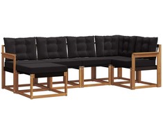 Lauko sofos komplektas su pagalve 6 pcs Natūrali ir juoda