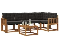 Lauko sofos komplektas su pagalve 6 pcs Natūrali ir juoda